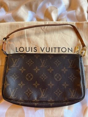 Louis Vuitton Monogram Canvas Pochette Accessories Mini Handbag Brown 🥰